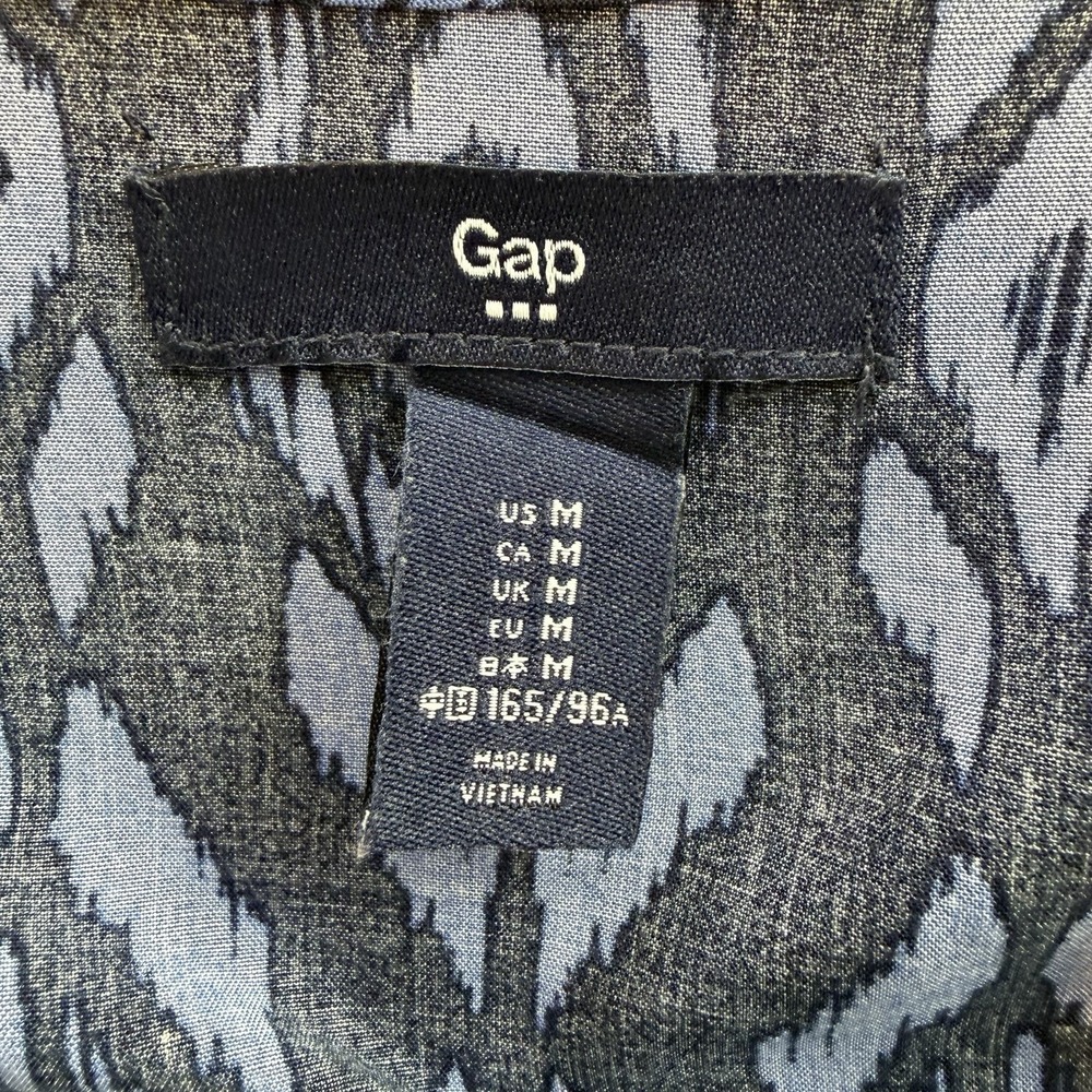 GAP Women's Blue Ikat Pattern Scoop Neck Sleeveless Tie Waist‎ Mini Dress Size M - Picture 8 of 8